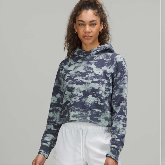 lululemon athletica Tops - Lululemon Loungeful Cropped
Hoodie Heritage Camo Wash WP Blue Multi